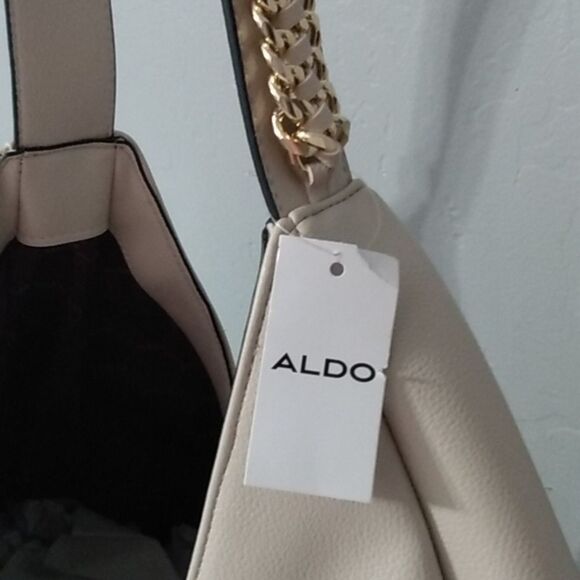 ALDO Pebble-Grain Shoulder Bag – Cream‎ – Gold-Chain Strap - Picture 5 of 16